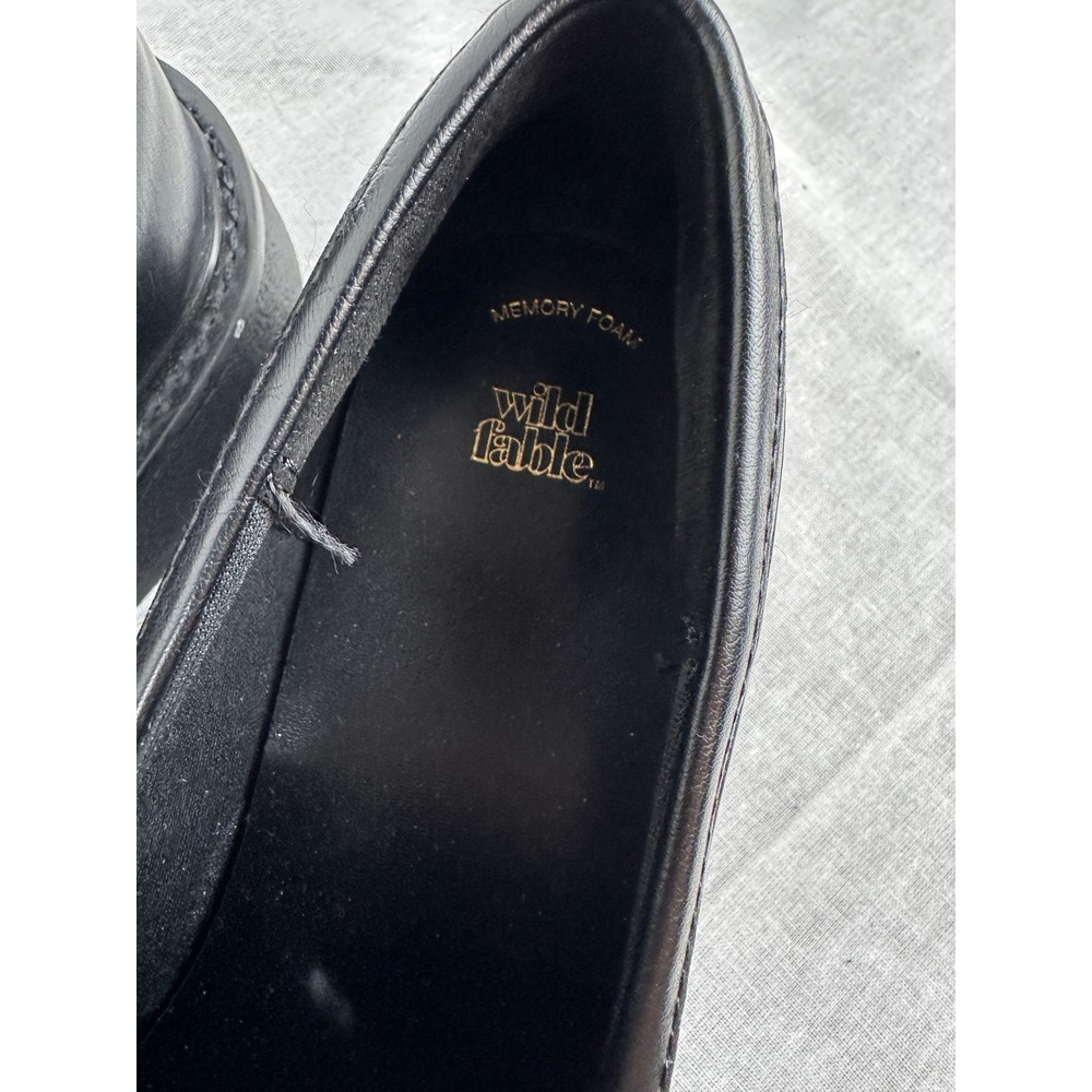 Wild Fable Black Lug Sole Loafers Horsebit Detail Memory Foam Size 8.5 - Picture 3 of 8